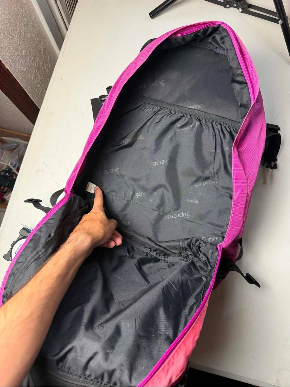 Supreme 19AW Backpack Rucksack Bag Magenta Purple Pink Used LIFE-0